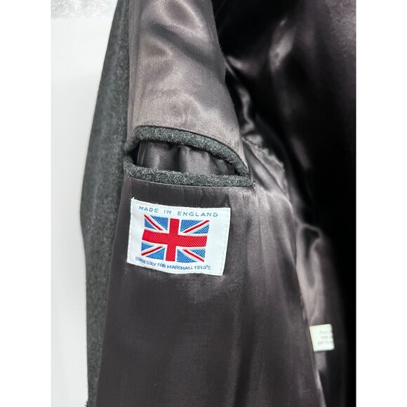 Marshall Fields Charcoal Gray English Wool Vintage Button Up Lined Overcoat 42L - Picture 8 of 12